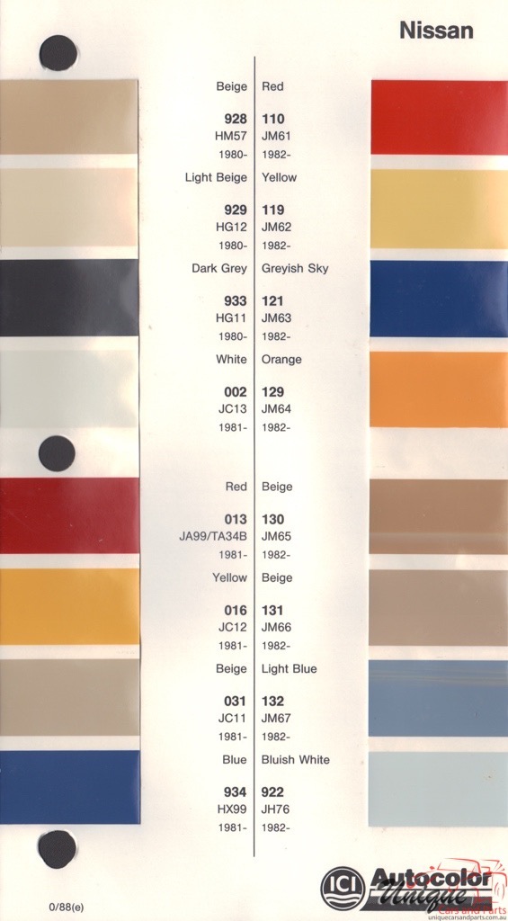 1980-1984 Nissan Paint Charts Autocolor